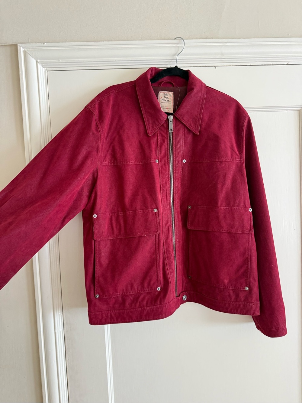 We The Free Raspberry Zip Vegan Suede Jacket